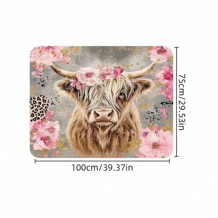 Cow Mat Rubber - 1 Piece, Scottish Highland Cow And