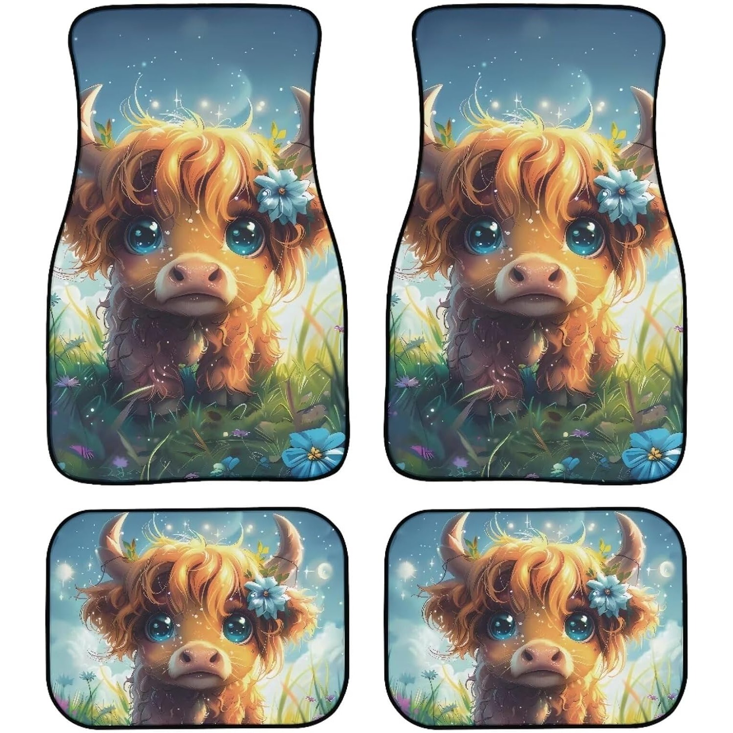 Cow Mat Rubber - Cute Highland Cow Car Floor Mats,