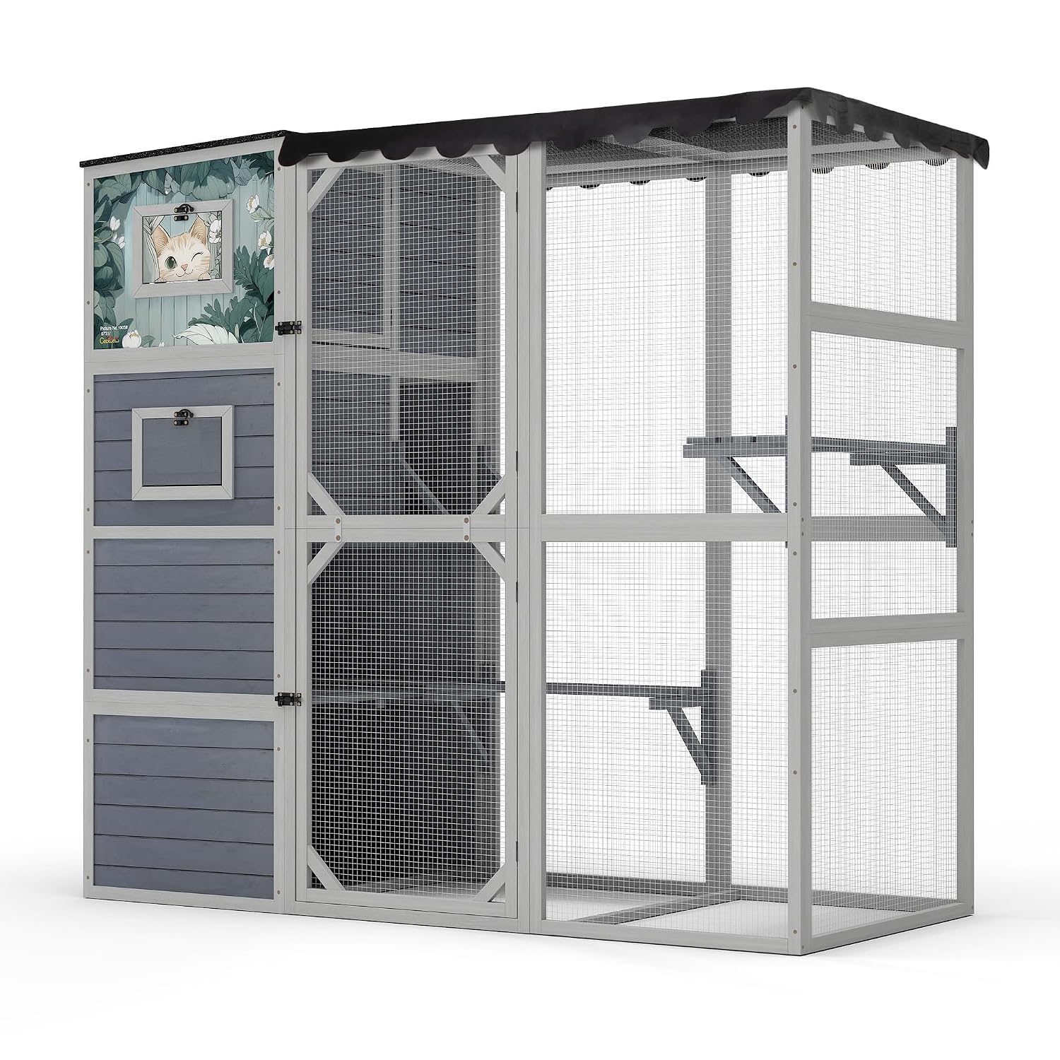 Farming Zone - Large Wooden Outdoor Cat Enclosure 4-Tier
