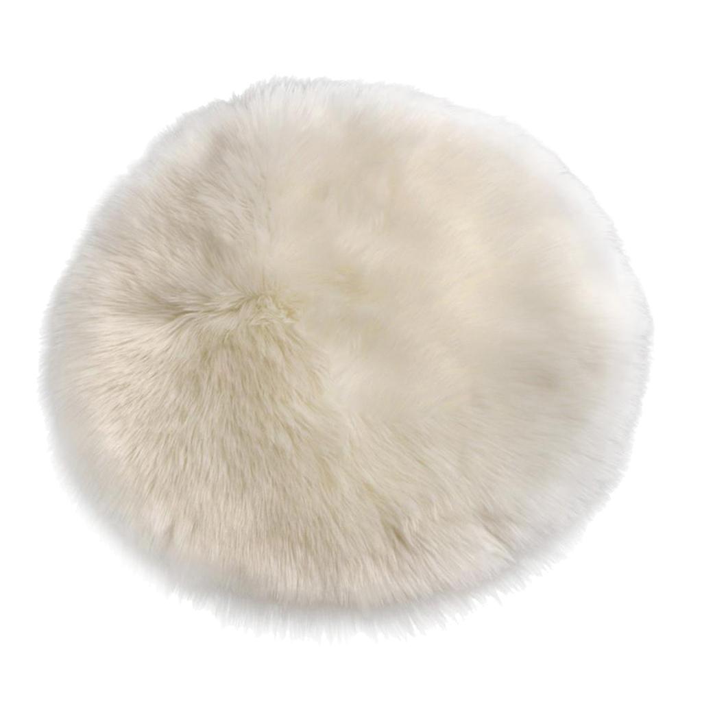 Cow Mat Rubber - Luxury Faux Fur Sheepskin Rug, Round
