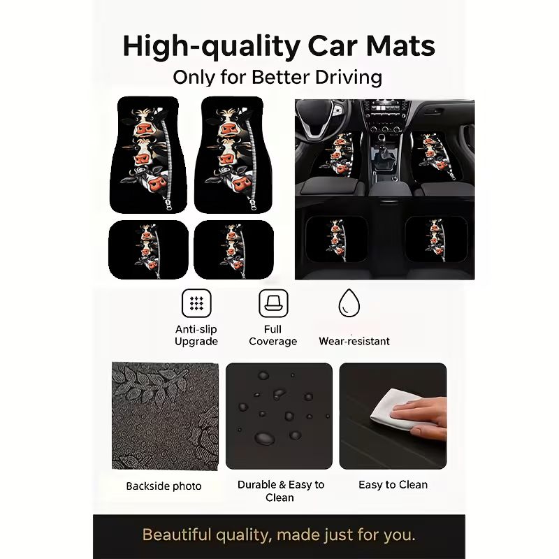 Cow Zipper Funny Cartoon Car F - Cow Mat Rubber review and price